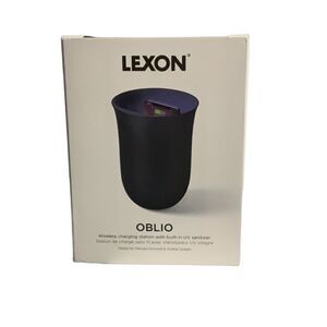 Lexon OBLIO Dark Blue Wireless 2 in 1 Phone Charger UV Sanitizer QI certified